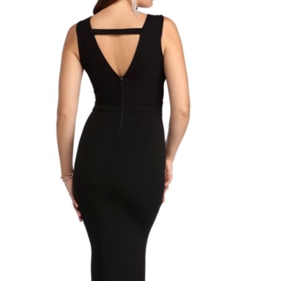 Black V Neck Prom Wedding Long Dress Sleeveless - Picture 4 of 8